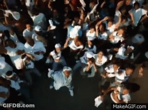 Aerial View Large Crowd Dancing At Concert GIF