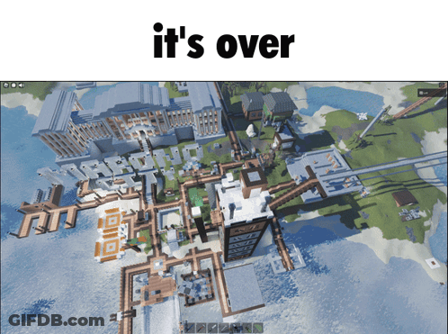 Aerial View Minecraft World It's Over GIF