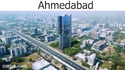 Aerial View Of Ahmedabad City With Highway And Tall Building GIF