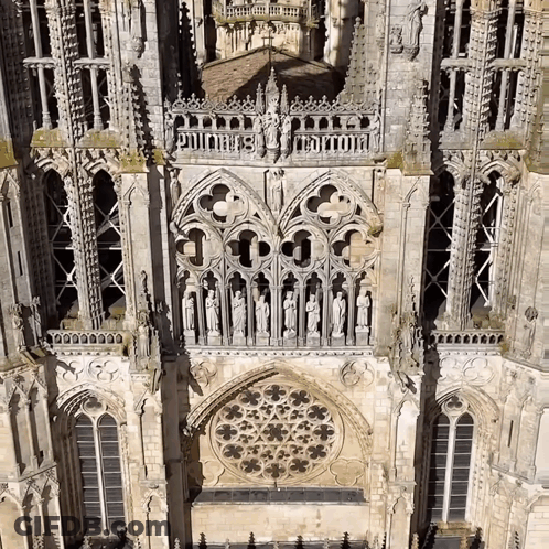 Aerial View Of Cathedral With Harmony Text GIF