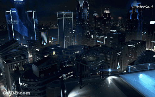 Aerial View Of City At Night Saying Smart City GIF
