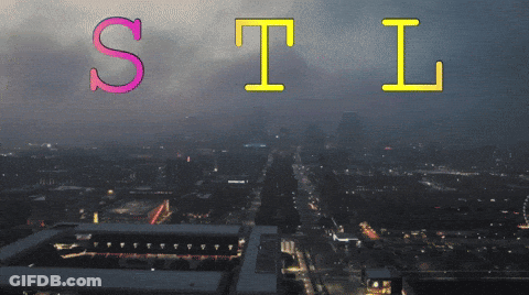 Aerial View Of City At Night With STL Above GIF