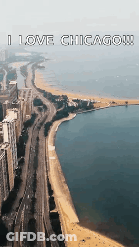 Aerial View Of City Saying I Love Chicago GIF