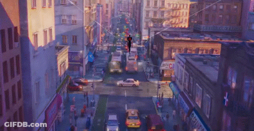 Aerial View Of City Street With Pharmacy Sign GIF