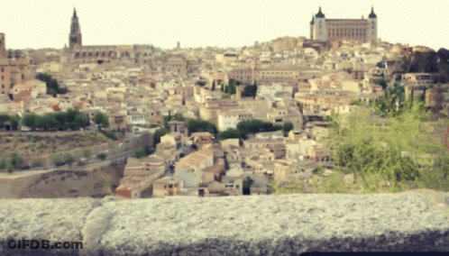 Aerial View Of City With Castle GIF