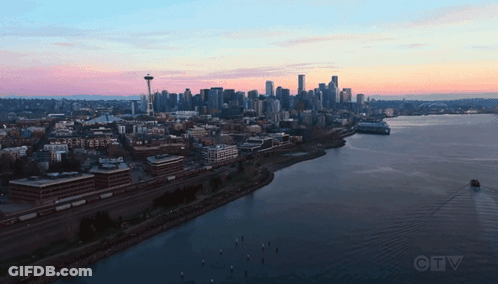 Aerial View Of City With CTV Logo GIF