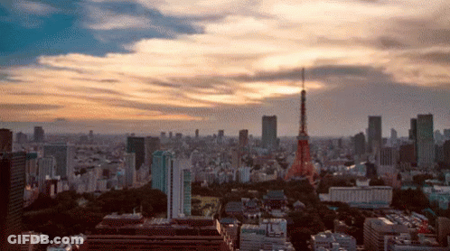 Aerial View Of City With Tower GIF