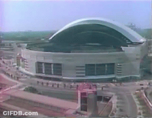 Aerial View Of Dome Shaped Building GIF