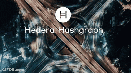 Aerial View Of Highway Intersection With Hedera Hashgraph GIF