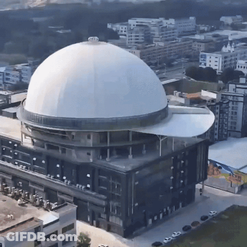 Aerial View Of Large Dome Building GIF