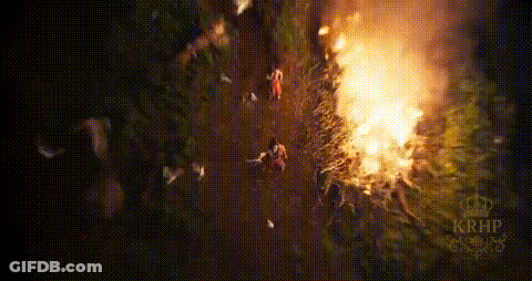 Aerial View Of Large Forest Fire At Night GIF