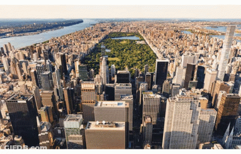 Aerial View Of New York City With Central Park GIF