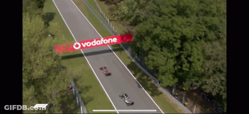 Aerial View Of Race Track With Vodafone Banner GIF