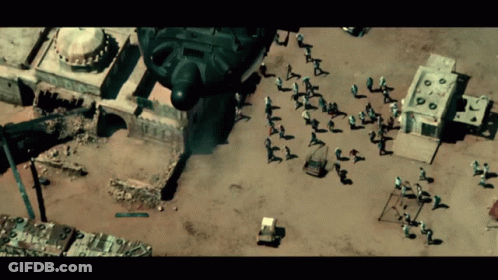 Aerial View Of Soldiers In Desert GIF