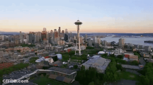 Aerial View Of Space Needle Seattle GIF