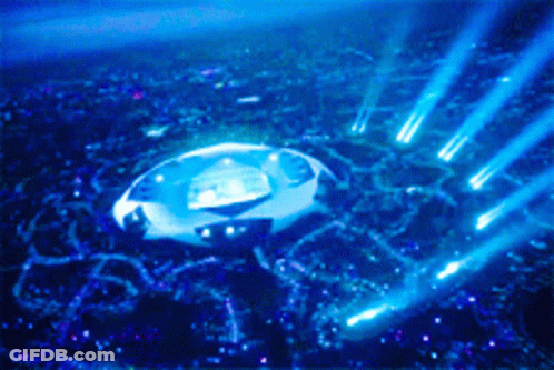 Aerial View Of Stadium With Blue Lights GIF