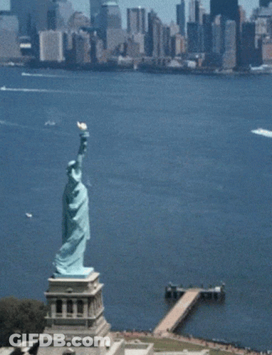 Aerial View Of Statue Of Liberty GIF