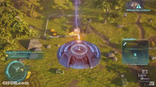 Aerial View Of Video Game With E3 Live Logo GIF