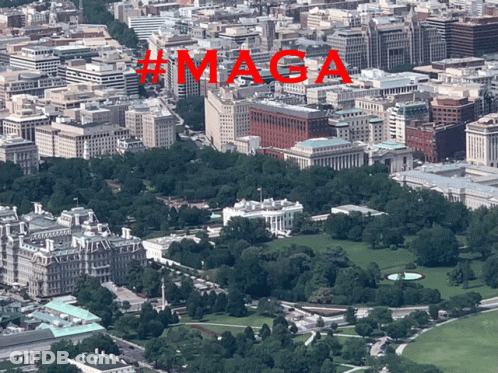 Aerial View Of Washington D.C. With #MAGA In Red GIF