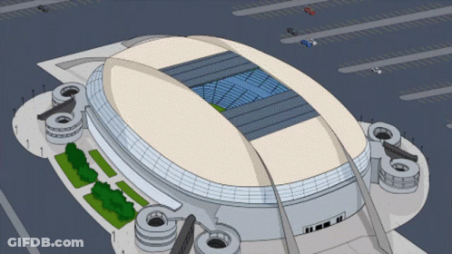 Aerial View Stadium Blue Roof Parking GIF