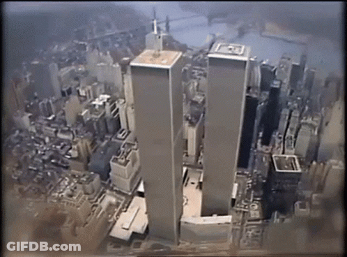 Aerial View Twin Towers New York City GIF