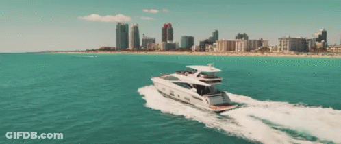 Aerial View Yacht Ocean City Skyline GIF