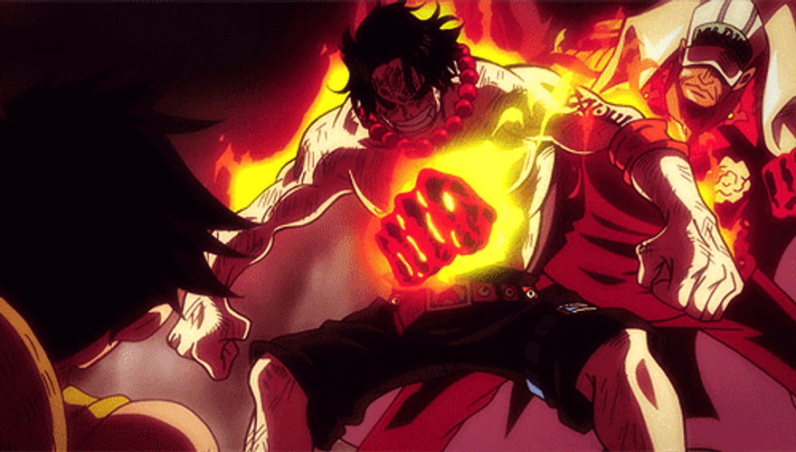 Aesthetic Akainu Punching Through Ace GIF