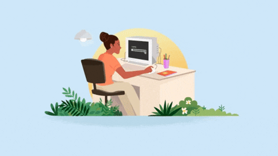 Aesthetic Animation Pretending To Work GIF