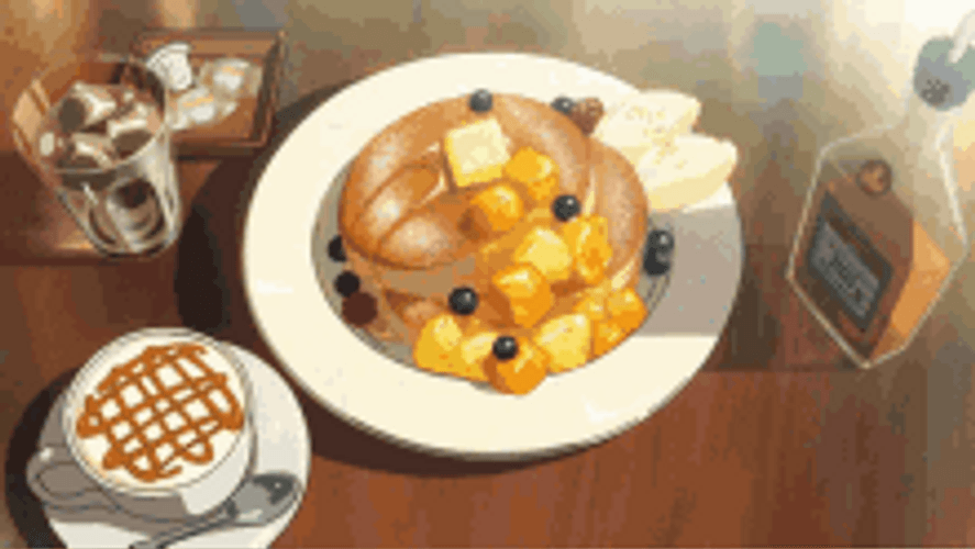 Aesthetic Anime Food Pancakes Coffee Camera GIF