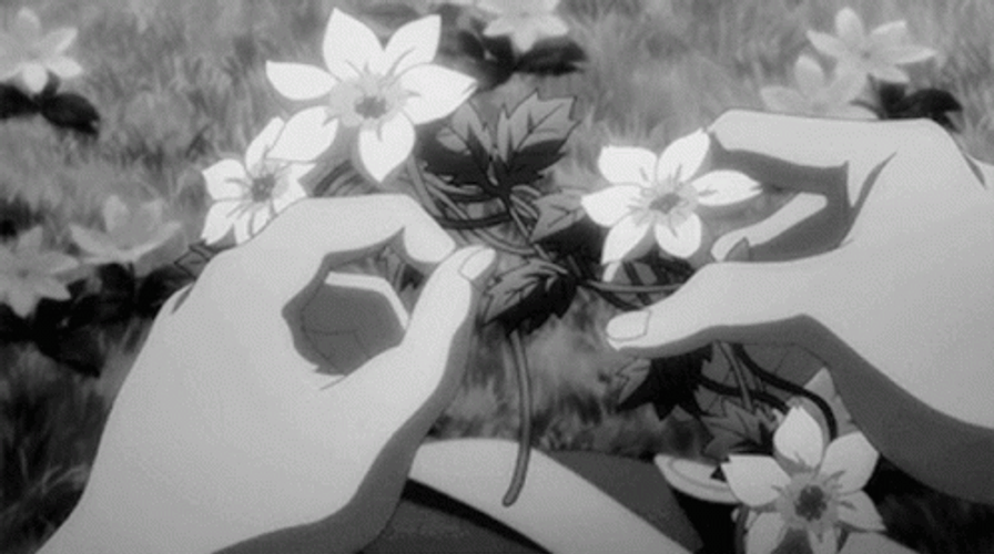 Aesthetic Anime Girl Making Flower Headband GIF