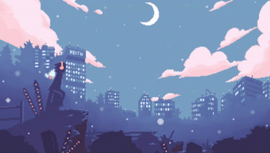 Aesthetic Anime Pixelated Background GIF