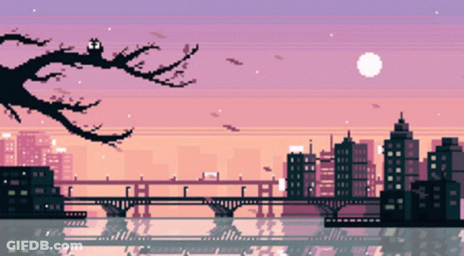 Aesthetic Background Pixel City GIF
