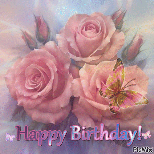 Aesthetic Birthday Flowers Pink Roses GIF
