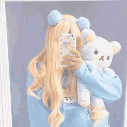 Aesthetic Girl In Blue Color GIF