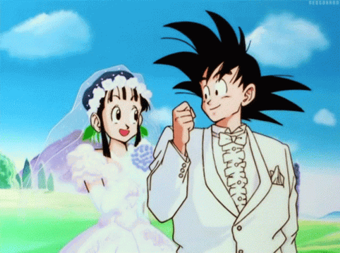 Aesthetic Goku And Chichi Wedding GIF