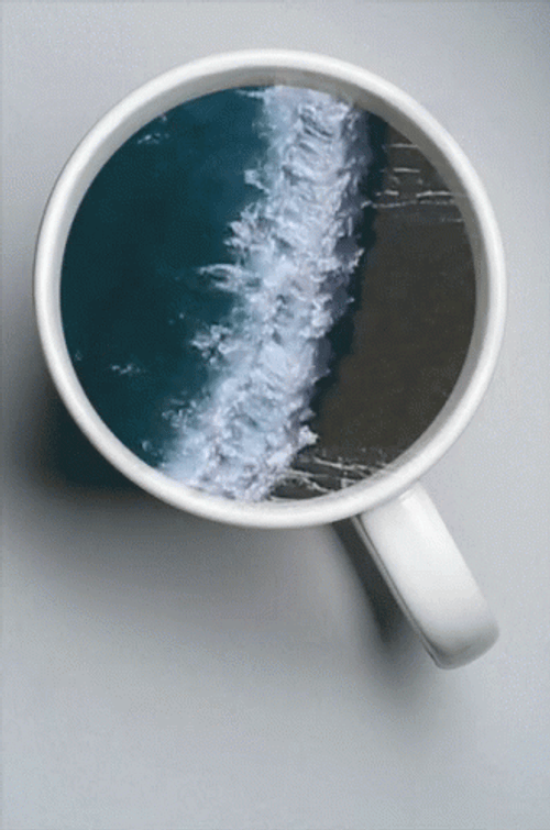 Aesthetic Minimalist Ocean Waves In A Mug GIF