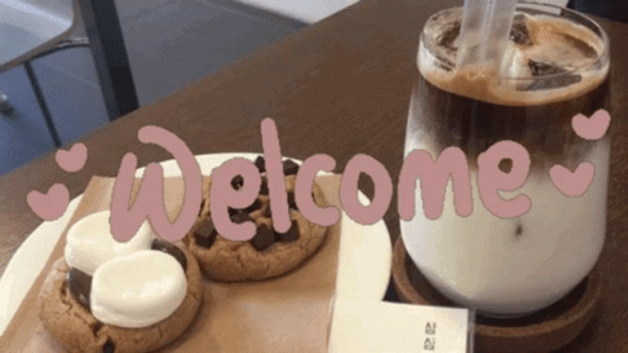 Aesthetic Minimalist Welcome Cookie And Coffee GIF