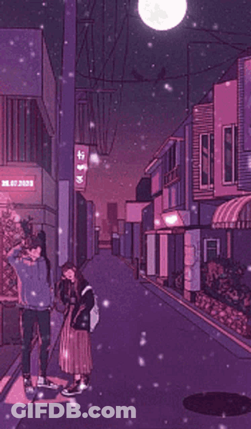 Aesthetic Snowfall Anime GIF