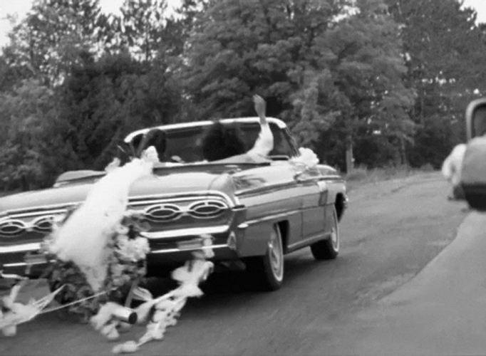 Aesthetic Wedding Car Leaving GIF