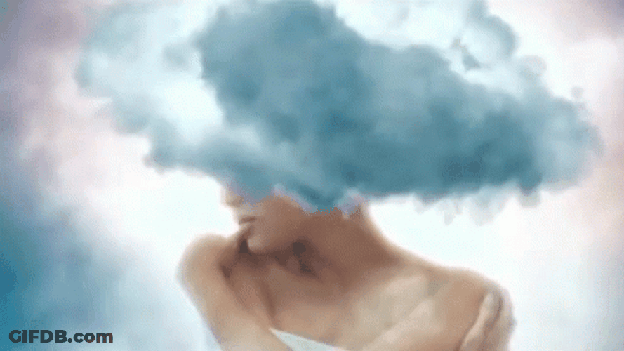 Aesthetic Woman Cloud Smoke Head GIF