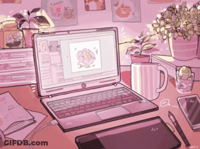 Aesthetic Working Desk GIF