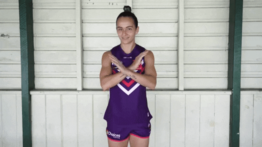 AFL Woman Shaking Head No Deal GIF