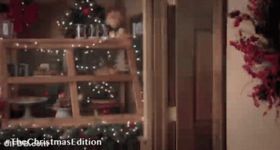 African American Christmas Couple Kissing GIF