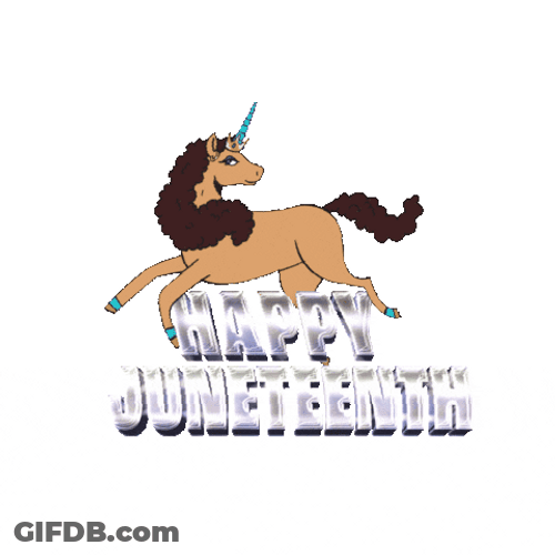 Afro Pretty Unicorn Happy Juneteenth GIF