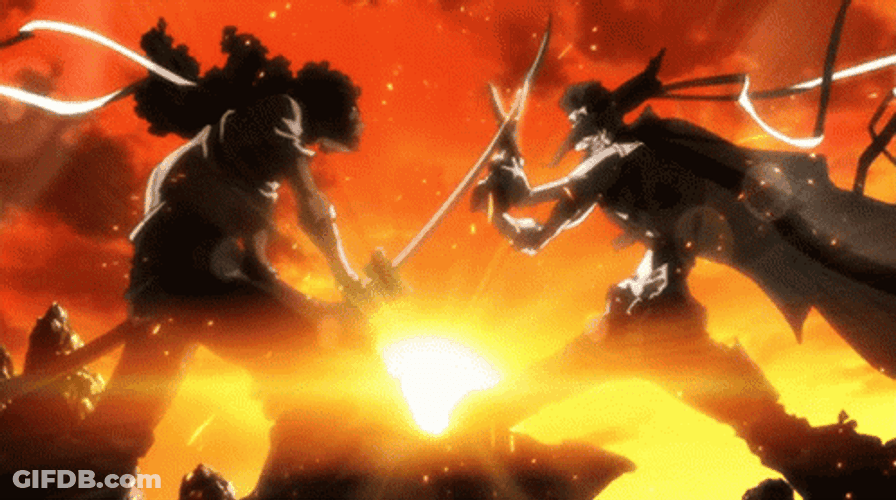 Afro Samurai And Justice Clashing GIF