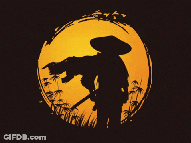 Afro Samurai Japanese Silhouette GIF