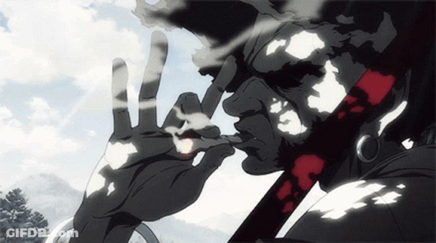 Afro Samurai Red Scabbarad On Shoulder GIF