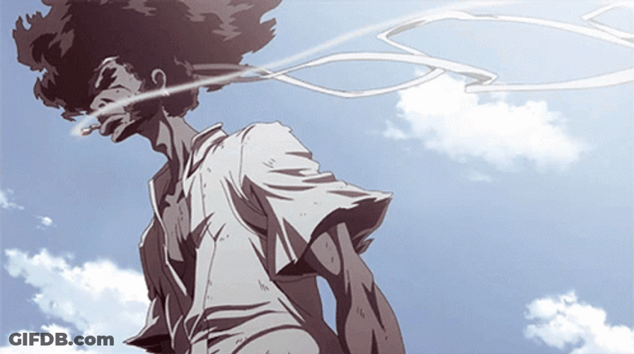 Afro Samurai Smoking While Walking GIF