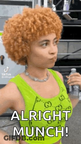Afro Woman Neon Green Tank Top And Necklace GIF