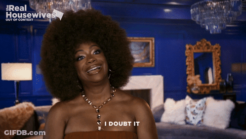 Afro Woman Saying I Doubt It Blue Wall GIF
